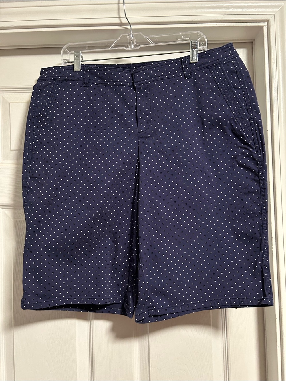 Lane Bryant Navy Blue Polka Dot Bermuda Shorts